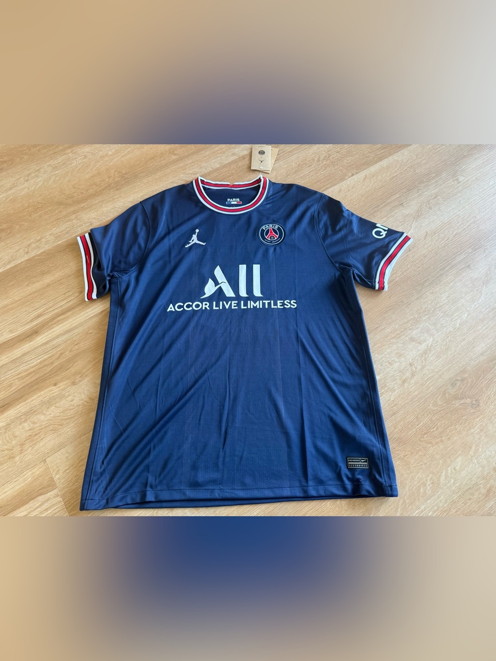 Jordan Navy PSG Men's Soccer Jersey with Leo Messi signature valuable